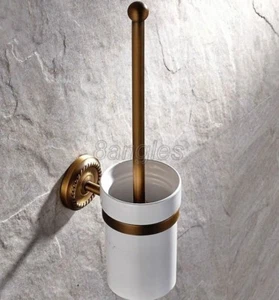 Accesorios de baño antiguos soportes para cepillos de inodoro de latón montados en la pared 8ba271 - Imagen 1 de 5