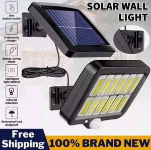Solar Power PIR Motion Sensor Wall Light LED Outdoor Garden Security Flood Lamp - Picture 1 of 10
