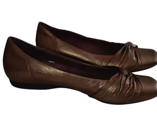 Mocassino piatto Clarks Bendables donna pelle bronzo metallizzato misura 7