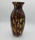 Vase en verre art motif léopard doublure blanche 10,5" de haut 