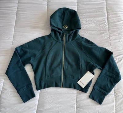 Nueva Sudadera Lululemon Buceo Cremallera Completa Recortada 14 Tormenta Verde azulado/Dorado Rara Foto 1 de 4