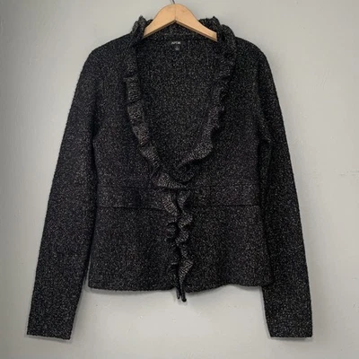 Cárdigan Apt 9 Talla Pequeña Metálico Negro Volantes Cachicho Hada Oscuro Romántico Foto 1 de 4