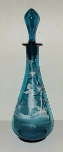 Antigua jarra Mary Gregory con tapón azul como está - Imagen 1 de 7