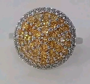 Women's Ring 7 Premium Viceroy Spessartine Garnet & White Zircon Platinum SS - Picture 1 of 4