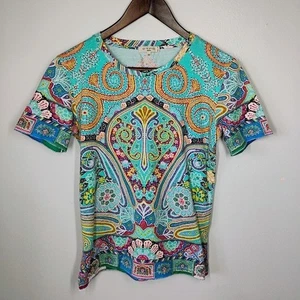 Etro Milano Top Womens 44 US 8 Multicolor Paisley Floral Bohemian Art To Wear - Picture 1 of 10