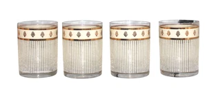 Set di 4 Georges Briard MCM Icicles oro sfera bassa vecchia moda set vetro - Foto 1 di 4