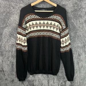 Gucci Crewneck Sweater Knit Nordic Fair Isle Black Multicolor Large Alpaca Wool - Picture 1 of 7