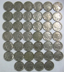 1936-P BUFFALO NICKEL - LOT OF 40 - FULL ROLL - ALL SHARP DATES - Picture 1 of 2