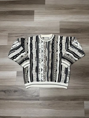 VTG 90s Cotton Traders 3D Knit Multicolor Coogi Style Cosby Sweater Mens Size L - Image 1 of 4