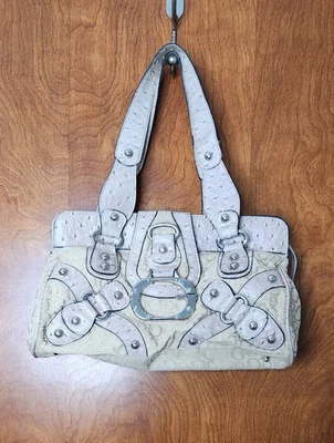 Vintage Guess Y2K Monogram Shoulder Bag With Silver Hardware  - Image 1 of 4