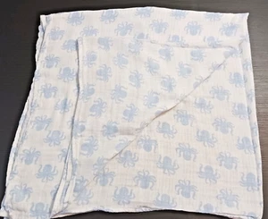 Blue Octopus Swaddle Decke weiß Musselin Baby Lovey Baumwolle 42x42 Kleinkind IDEAL - Bild 1 von 9
