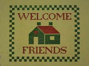 Welcome Friends Completed Cross Stitch Embroidery Unframed - Picture 1 of 5