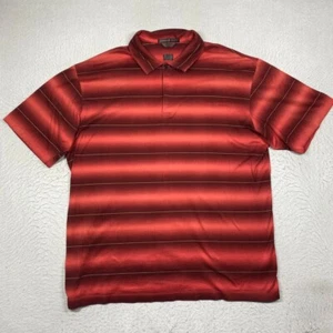 Tiger Woods Polo Shirt Mens XL Red Striped Short Sleeve Golf Adult Casual - Picture 1 of 11