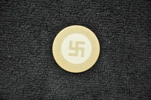 Pre WWII Light Tan Swastika Clay Poker Chip - Picture 1 of 6