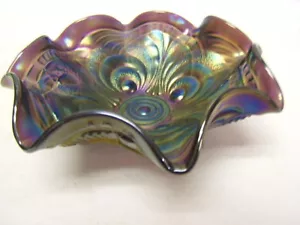Imperial Amethyst Scroll Interior, Hobstart Tassle Exterior Bowl 7" Diam VGC - Picture 1 of 5