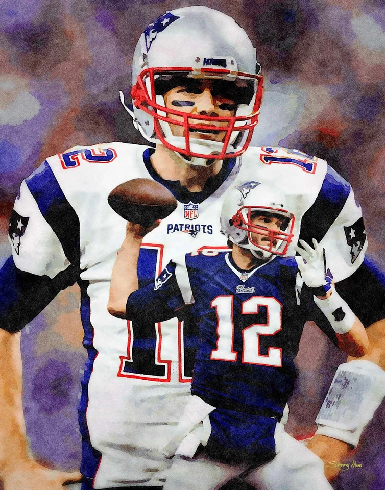 Tom Brady New England Patriots NFL Fútbol Mariscal de campo Impresión artística 1WC2 Foto 1 de 4