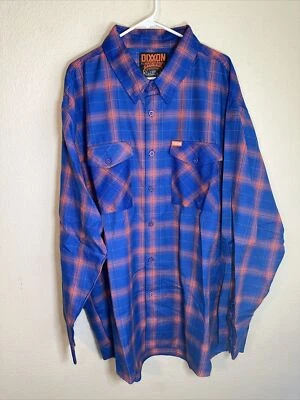 Dixxon Flannel Co Men 4XL Blue Orange Plaid Hot Harley Nights Button Long Sleeve - Image 1 of 4