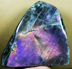 Pulida Bonita Piedra Reiki Arco Iris Púrpura Flash Labradorita Espectrolita Forma Libre - Imagen 1 de 12