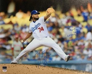 KENLEY JANSEN DODGERS SIGNED 18X22 CANVAS PRINT "2020 CHAMPS" INSC PSA AF53576 - Picture 1 of 5
