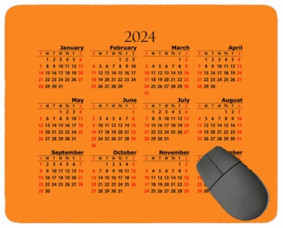 2024 Calendar Year Mouse Pad,Solid Color Mouse Pad with Stitched Edge - Image 1 of 4