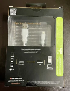 6” Monster Cable Usb-A To Micro-USB 6 inch Short Charging Cable Cord Wire Dock - Picture 1 of 2