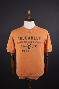 DSQUARED Orange Big Logo Short Sleeve Sweatshirt Size L