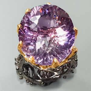 AAA+ 40 ct  Not Enhanced Amethyst Ring Silver 925 Sterling  Size 8 /R233988