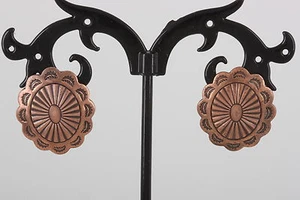 COPPER SOUTHWESTERN ETCHED DESIGN EARRINGS FASHION 1700B - Picture 1 of 2