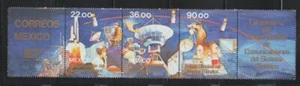 MEXICO STAMPS 1985 LAUNCHING MORELOS SATELLITE FOLDED STRIP MNH - MISC24-458 - Picture 1 of 1