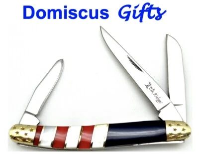 7 3/4" ¡NUEVO! Cuchillos Elk Ridge AMERICAN FLAG 3 Hojas Dorado NAVAJA PLEGABLE  Foto 1 de 4