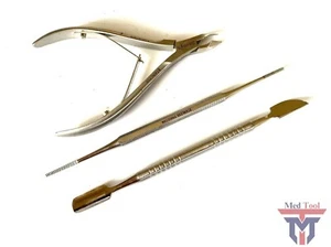 CUTICLE NIPPER PUSHER INGROWN TOENAIL LIFTER PEDICURE NAIL CARE TOOLS (3 PC) - Picture 1 of 3