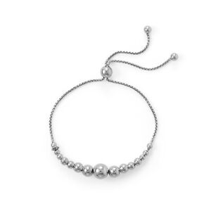 925 Sterling Silver Adjustable Graduated Bead Bolo Bracelet For Women 