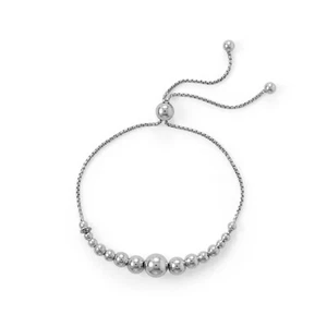 925 Sterling Silver Adjustable Graduated Bead Bolo Bracelet For Women  - Picture 1 of 9