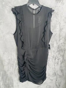 Express Women’s Black, Sleeveless  Ruffle, Sheer, Dress, Size Extra Large - Picture 1 of 7