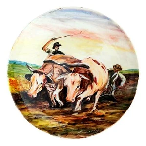 piatto in ceramica produzione sica s.i.c.a. anni 40 decoro firmato - Imagen 1 de 4