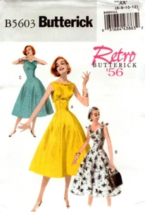 Butterick Sewing Pattern 5603 B5603 Women's Dress Size 6-8-10-12 NEW Retro '56 - Picture 1 of 3