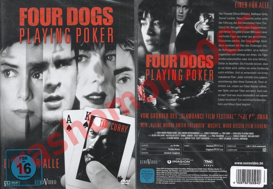 DVD FOUR 4 DOGS PLAYING POKER Olivia Williams Balthazar Getty Region 2 PAL NEW - Image 1 of 1