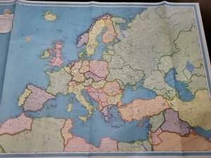  Hammond's Superior Map Near Europe & Near East 49”x33” Some Wear Pictures Desc - Picture 1 of 24