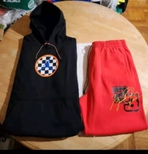 NIKE - JORDAN BLACK HOODIE - ORANGE PANTS SWEATSUIT - NEW MEN'S SIZE XL - Picture 1 of 7
