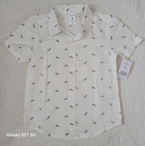 NEW Boy's Carter's White Button-Down Shirt Short Sleeve Toddler 4T NWT - Picture 1 of 6
