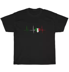 Italy Heart Italian Heartbeat EKG Pulse Italiano Italia T-Shirt Unisex Tee Gift - Picture 1 of 4