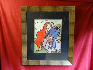 Albert Louden original gouache modern painting signed framed Outsider Art decor - Picture 1 of 10