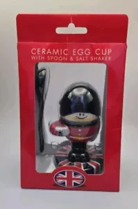 British Soldier Ceramic Egg Cup With Spoon & Salt Shaker. **NEW** - Picture 1 of 5