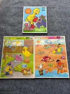 3 Vintage Sesame Street Puzzles Frame Tray Puzzles 1991 Spring Summer Big Bird - Picture 1 of 8