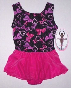 Moret Leotard Bodysuit Dress Dotted Bows Bow Skirt Skirtall Glitter New Girl XS - Picture 1 of 4