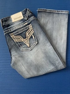 VIGOSS Chelsea Capri Womens Jeans Size 7/8 Thick Stitch Inseam 21" Distressed - Picture 1 of 8