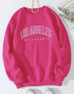 Los Angeles Sweatshirt Size Xl Women California New Pink Crewneck - Picture 1 of 3
