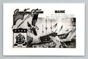 RPPC Grüße aus Maine ME Virginia Sagadahock schwarzweiß Collage Postkarte unbesendet - Bild 1 von 2