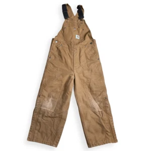CARHARTT Kid’s Brown Bib Overalls Size 8 - Picture 1 of 4