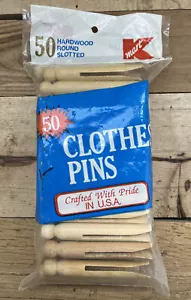 kmart 50 hardwood rounds slotted clothes pins - Picture 1 of 4